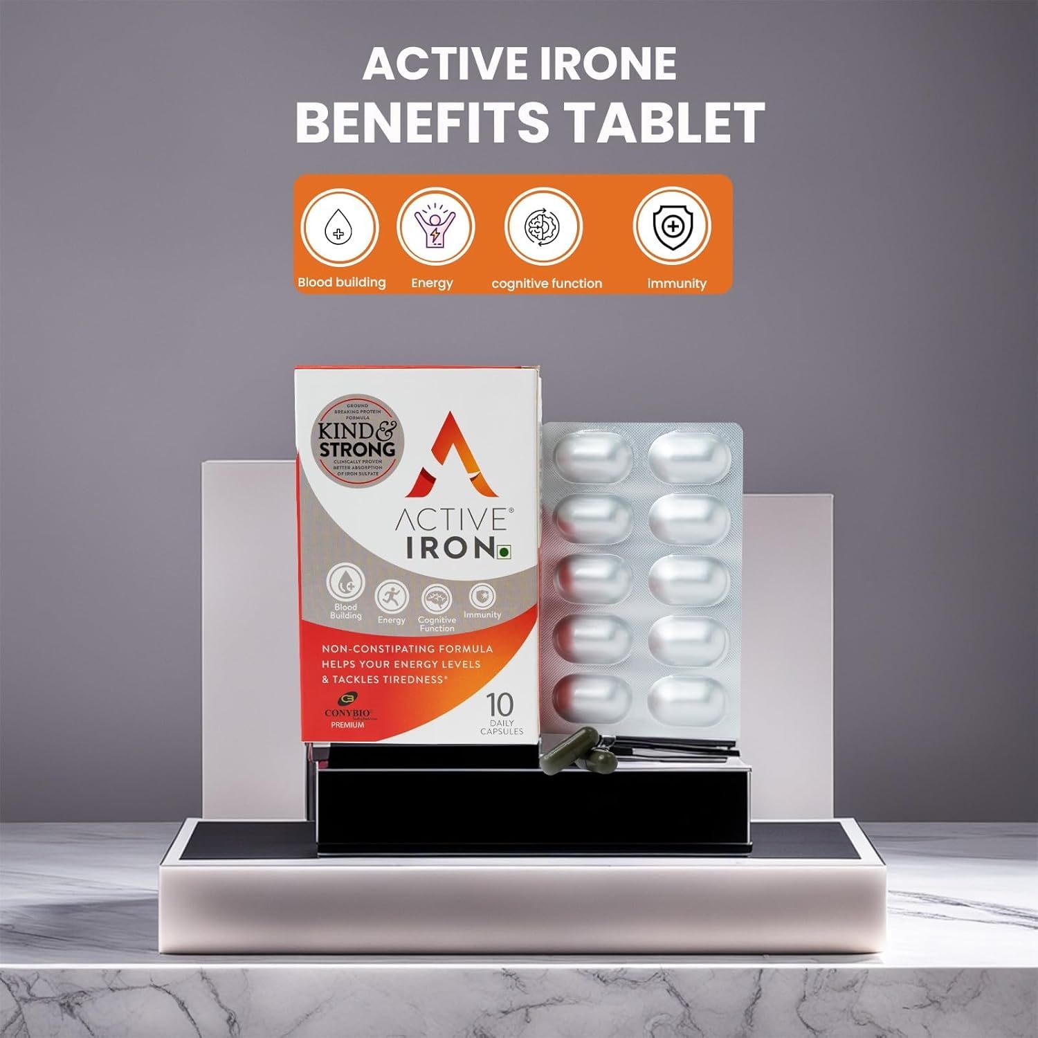 CONYBIO ACTIVE IRON ENERGY TABLETS  (Supports ENERGY And Iron )(10 tablets)