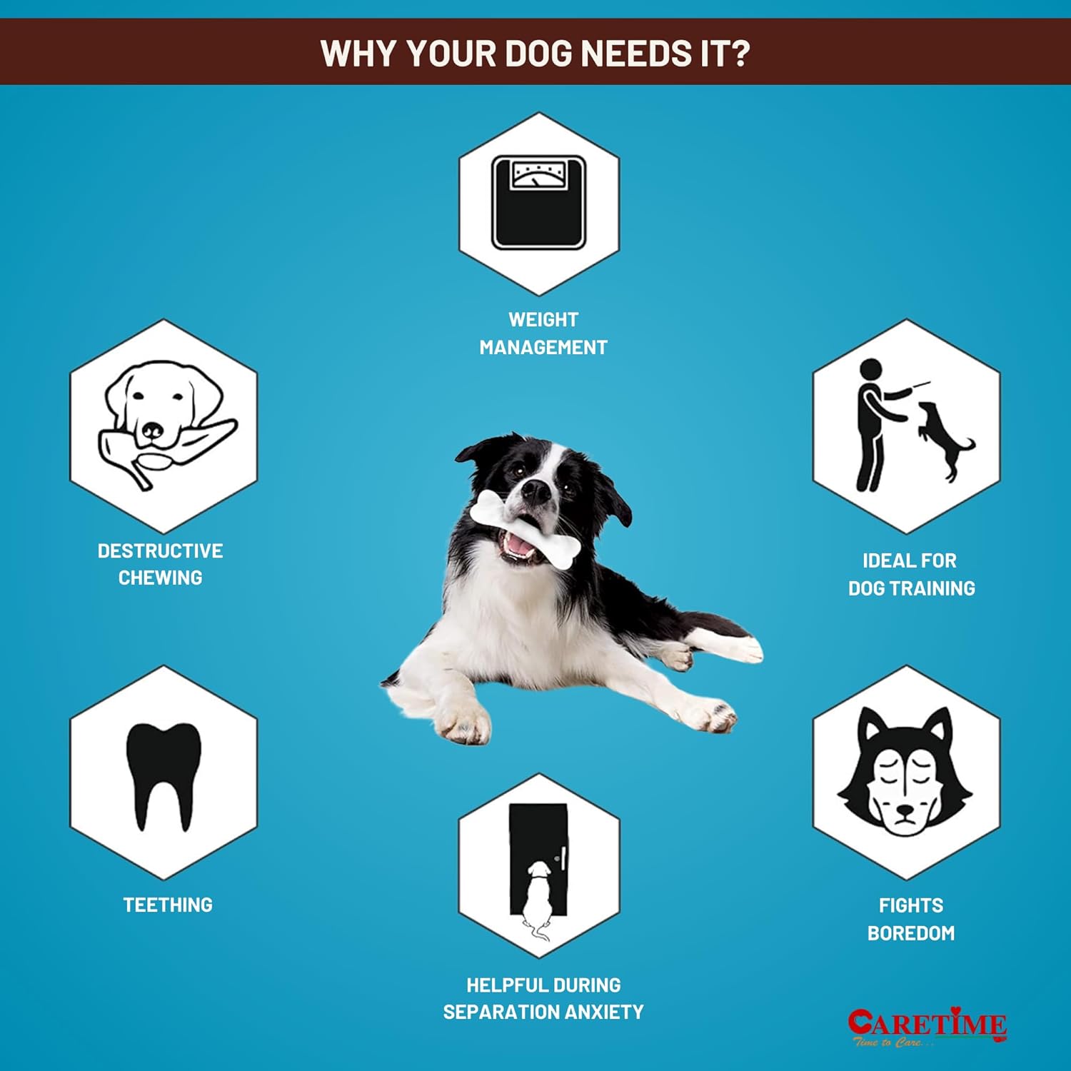 CARETIME Natural Rawhide Dog Dental Care Bone Promotes Healthy Teeth & Gums Long Lasting Chew Premium Dog Treat Healthy & Durable Dog Bones 1 kg,(Pack of 1) (28 to 31 Pieces in one Pouch)