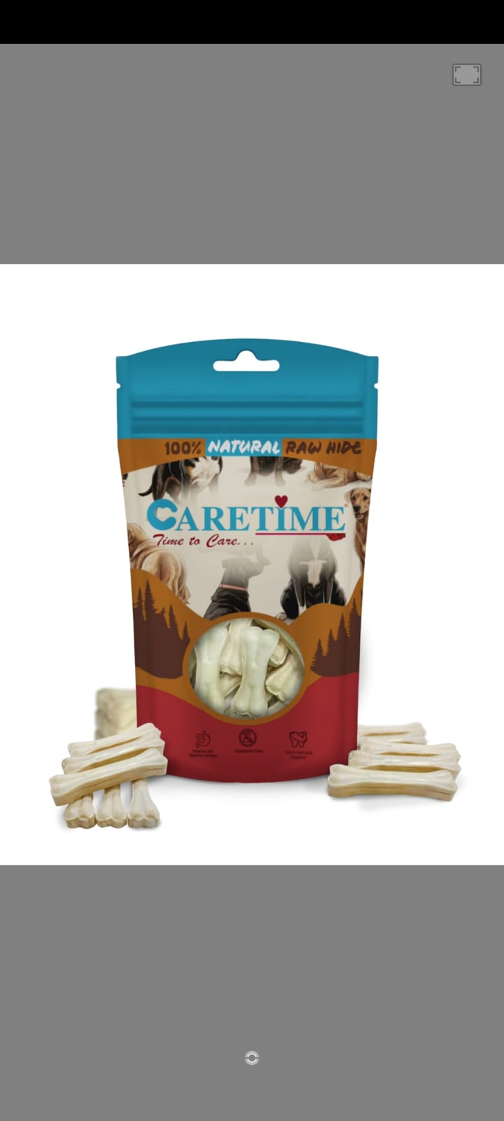 CARETIME Natural Rawhide Dog Dental Care Bone Promotes Healthy Teeth & Gums Long Lasting Chew Premium Dog Treat Healthy & Durable Dog Bones 1 kg,(Pack of 1) (28 to 31 Pieces in one Pouch)