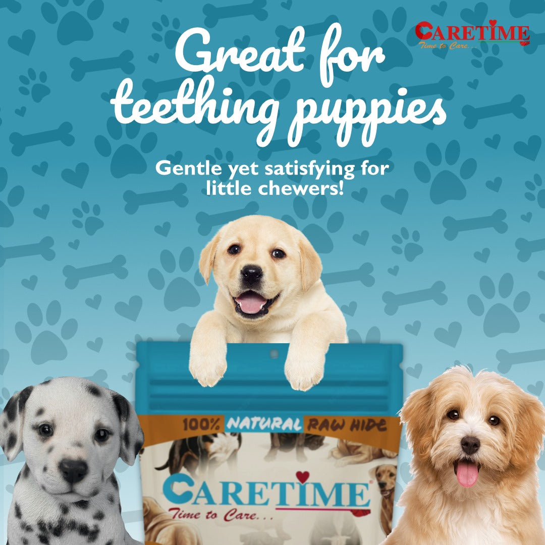 CARETIME Natural Rawhide Dog Dental Care Bone Promotes Healthy Teeth & Gums Long Lasting Chew Premium Dog Treat Healthy & Durable Dog Bones 1 kg,(Pack of 1) (28 to 31 Pieces in one Pouch)